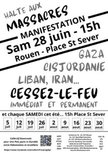 C’EST TOUJOURS NON AU CRIME DE GENOCIDE DU PEUPLE PALESTINIEN A GAZA ET EN CISJORDANIE