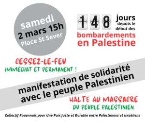 MANIFESTATION SAMEDI 2 MARS 2024 à 15H place saint sever Rouen