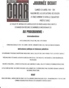 JOURNEE ANTIRACISME – ANTIFASCISME avec la participation de l’AFPS Rouen – SAMEDI 20 AVRIL