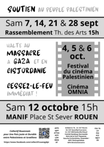 PROCHAINES MANIFESTATIONS PALESTINE ROUEN SEPTEMBRE 202