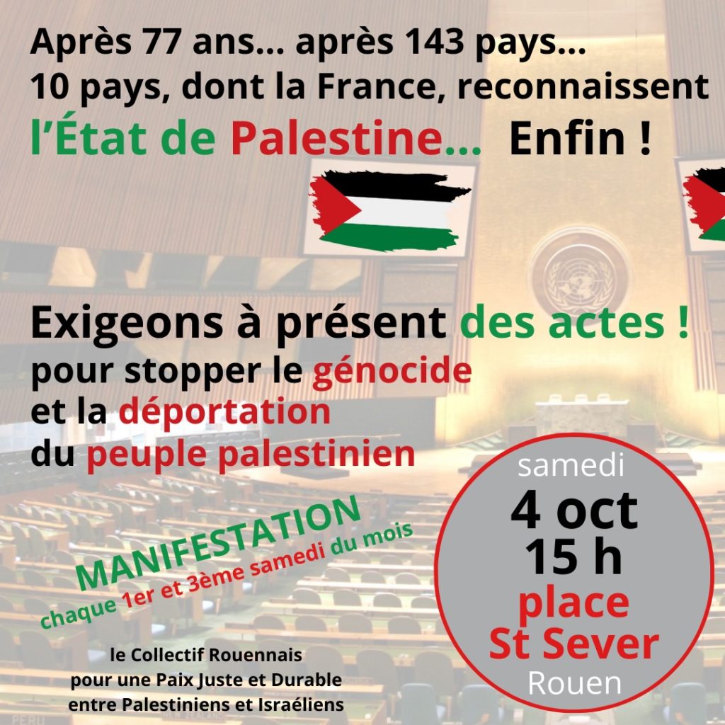 PALESTINE  SAMEDI 4 OCTOBRE 2025